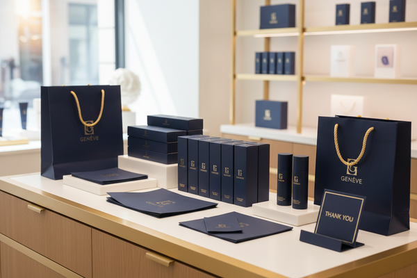 Verschillende bedrukte retailproducten